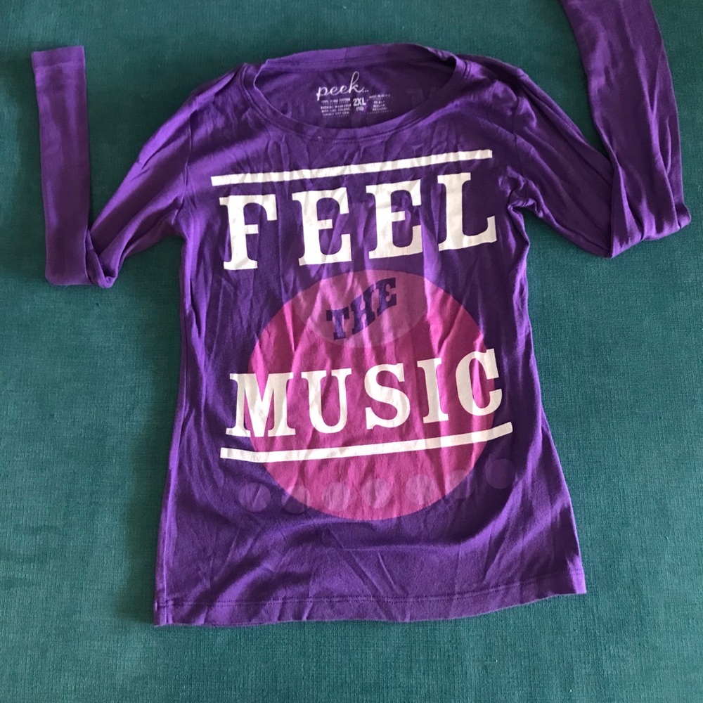 Peek Kids Purple 'Feel the Music' Long Sleeve Tee Size 12